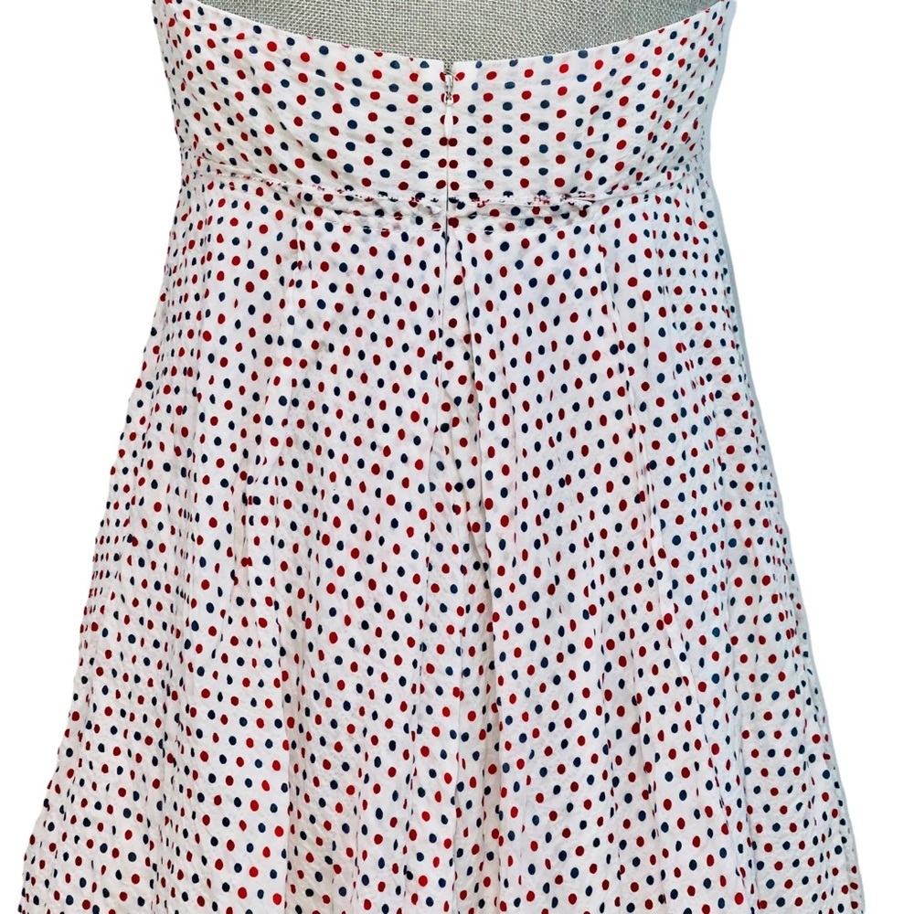 ❤️🤍💙 J. Crew Strapless Seersucker Polka Dot Dress Size 10 EUC - Picture 6 of 6